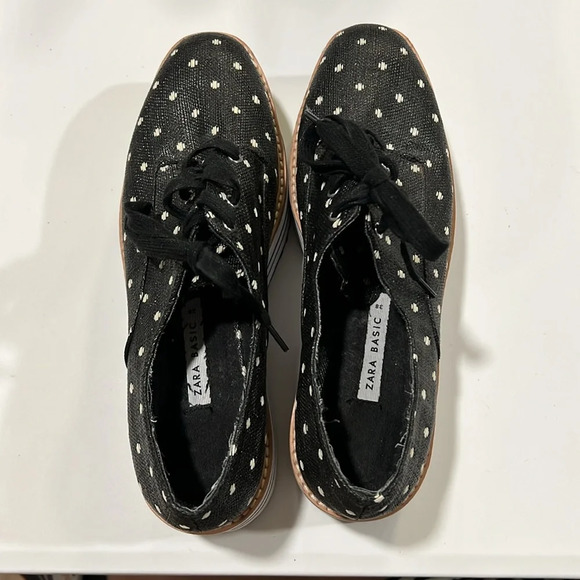 Zara Basic - 38, black and white polka dot platforms - Picture 2 of 9